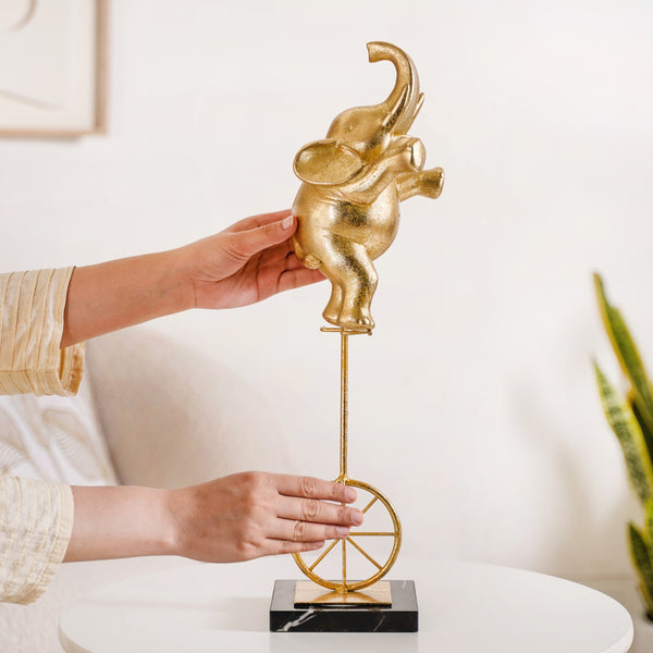 Premium Tabletop Unicycle Elephant Figurine