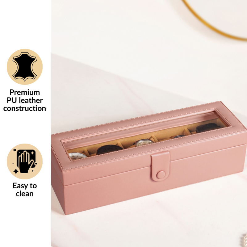 Premium Velvet Lined Watch Organiser Pink