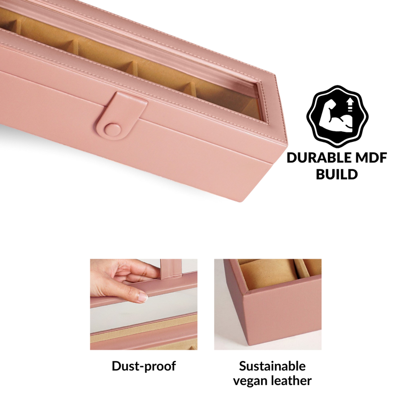 Premium Velvet Lined Watch Organiser Pink