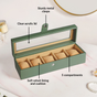 Premium Velvet Lined Watch Organiser Sage Green