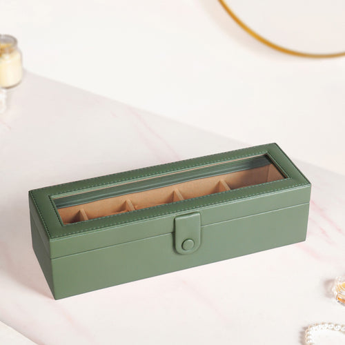 Premium Velvet Lined Watch Organiser Sage Green