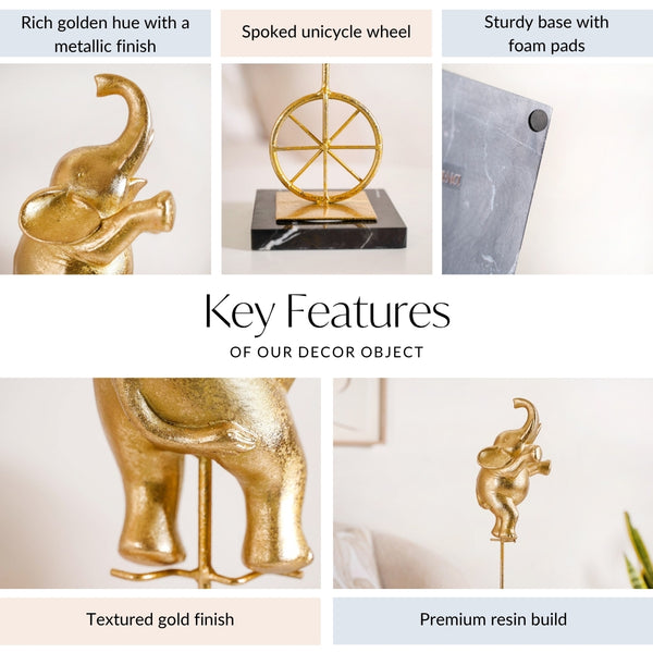 Premium Tabletop Unicycle Elephant Figurine