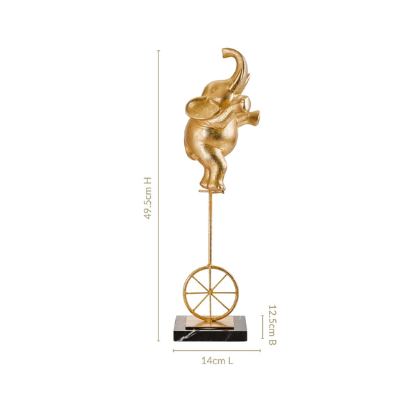 Premium Tabletop Unicycle Elephant Figurine