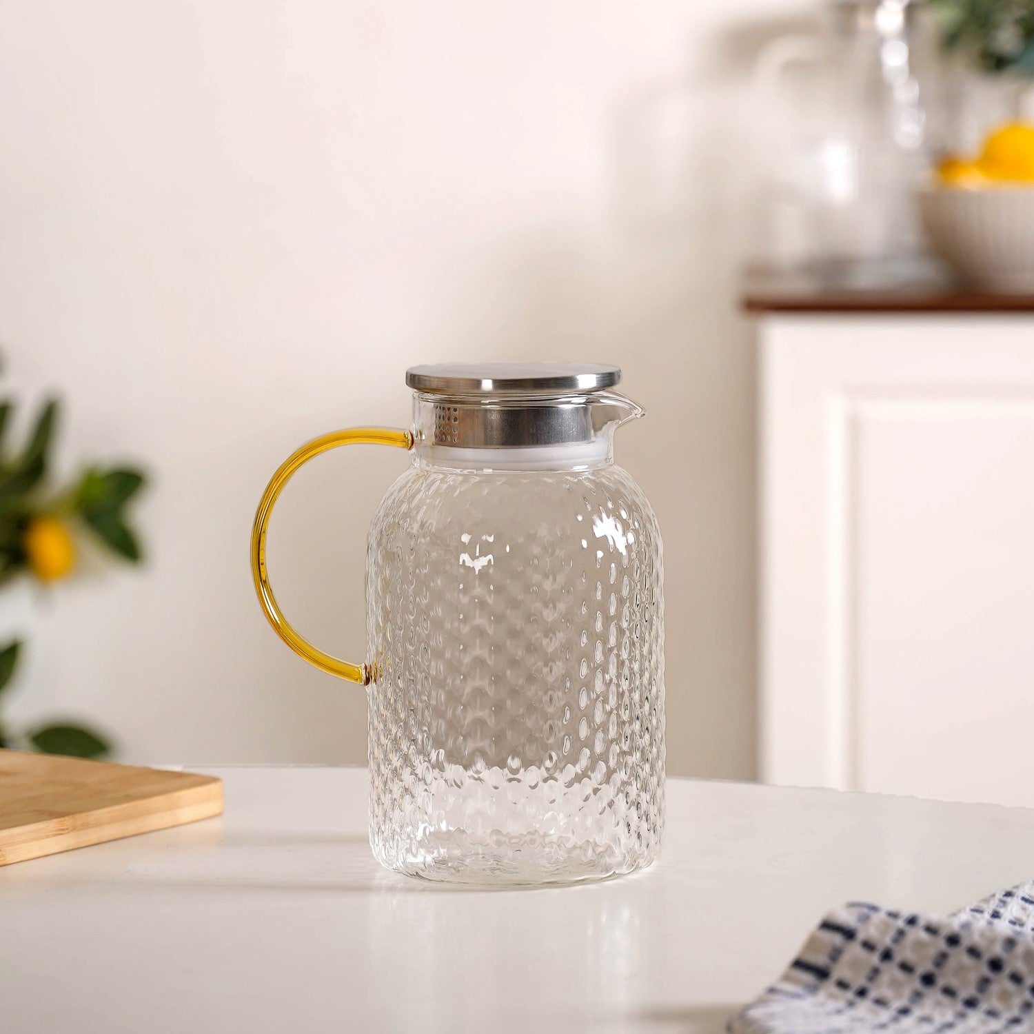 Premium Textured Borosilicate Glass Jar 1250ml