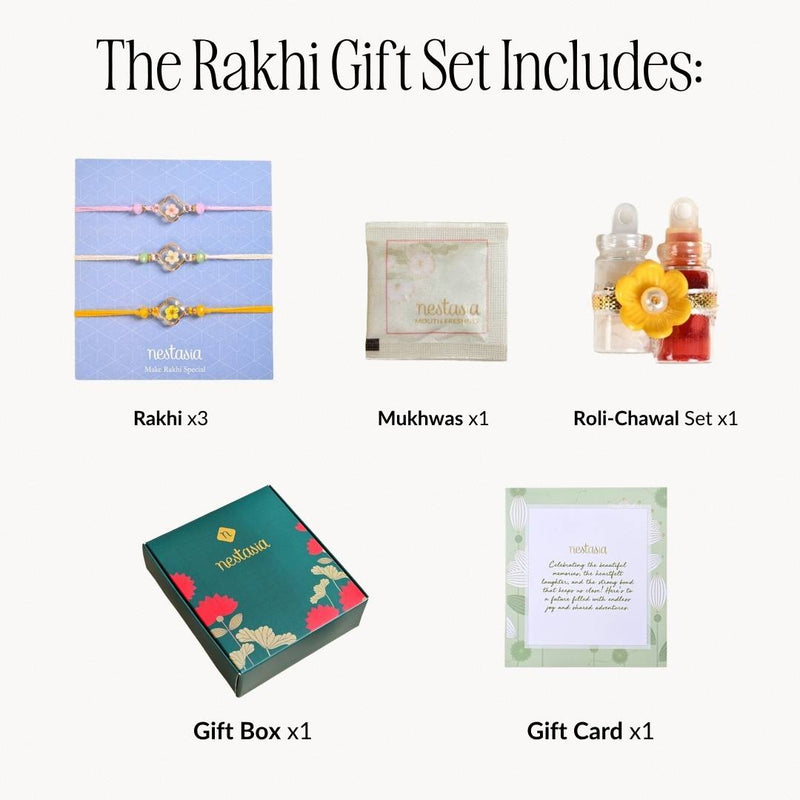 Pressed Petal Trio Rakhi Gift Set