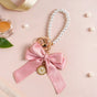 Pretty In Pink Cute Bow And Pearls Keychain