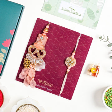 Pretty Peach Rakhi Lumba Gift Set