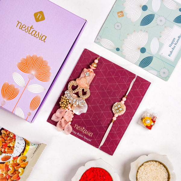 Pretty Peach Rakhi Lumba Gift Set