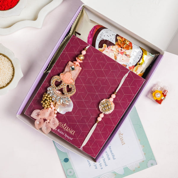 Pretty Peach Rakhi Lumba Gift Set