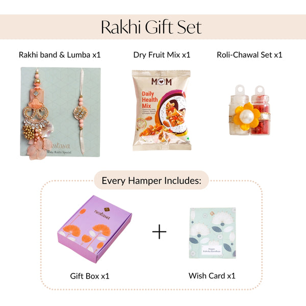 Pretty Peach Rakhi Lumba Gift Set