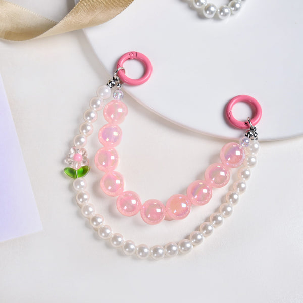 Pretty In Pink Pearl Beaded Keychain