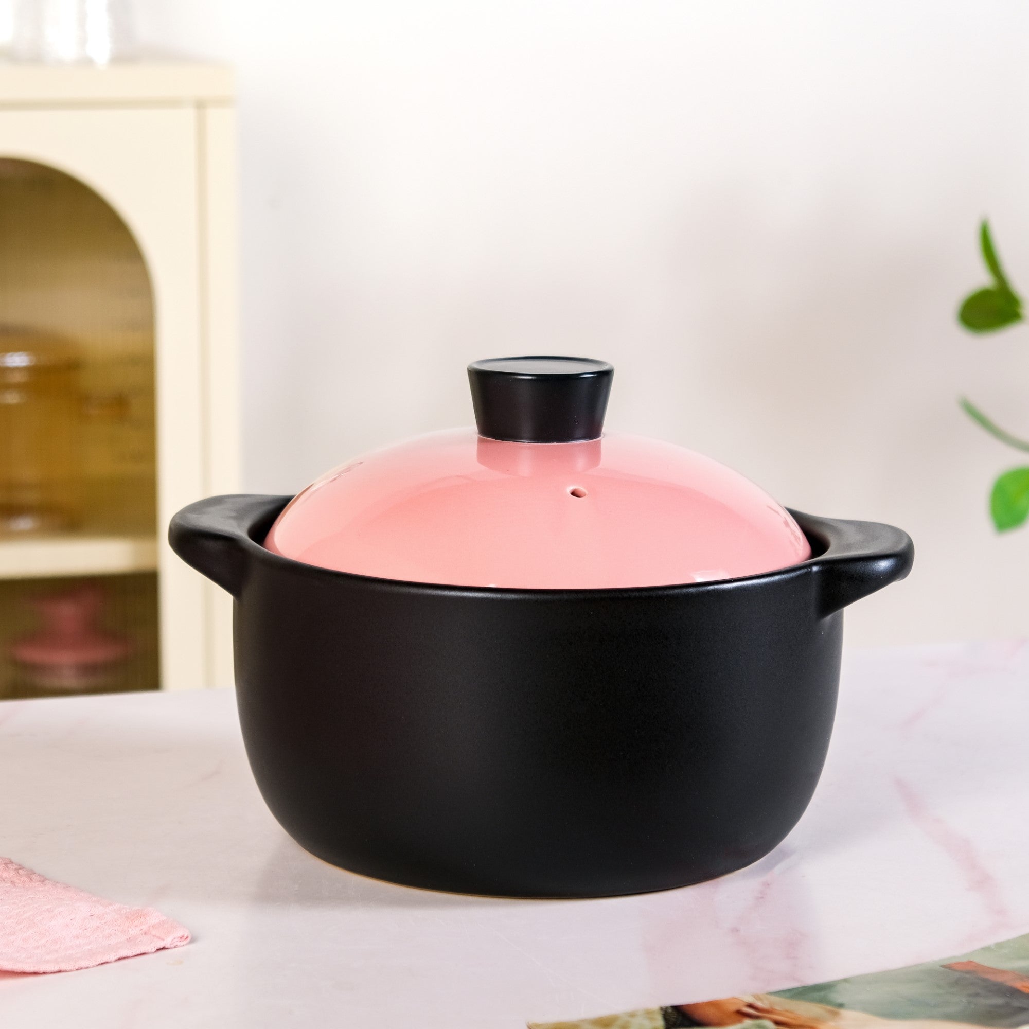 Flamora Ceramic Cooking Pot Pink 3600ml - Premium Cooking Pot | Nestasia