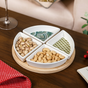 Printed Sectioned Platter With Wooden Tray Set Of 5