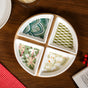 Printed Sectioned Platter With Wooden Tray Set Of 5