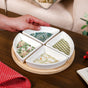Printed Sectioned Platter With Wooden Tray Set Of 5