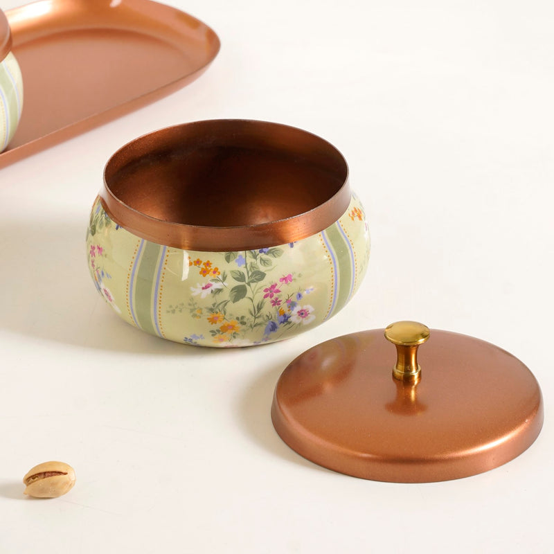 Printed Jar With Tray Set Of 4 In Gift Box