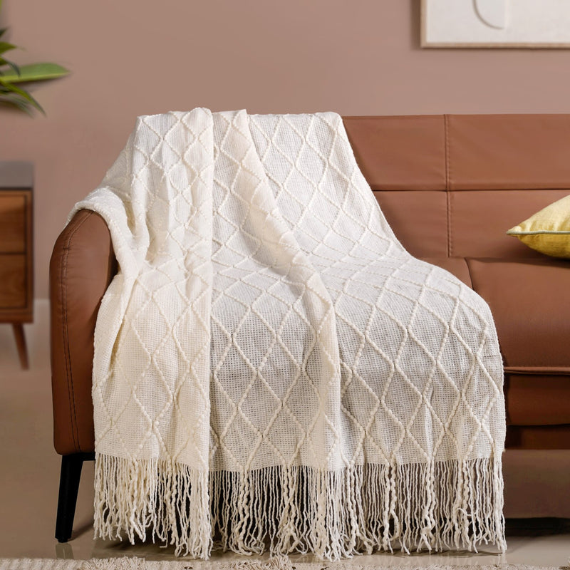 Pristine White Couch Throw