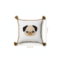 Pug Embroidered Cotton Kids Cushion Cover 42x42cm