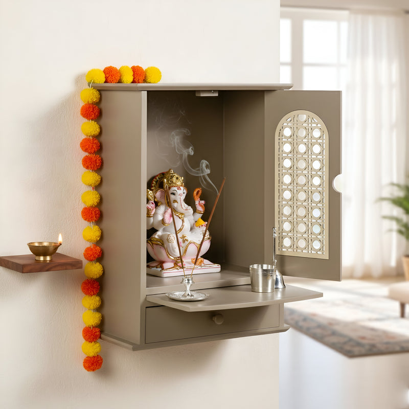 Puja Mandir With Doors 33x17x43cm