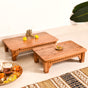 Pure Acacia Wood Pooja Chowki Set Of 2