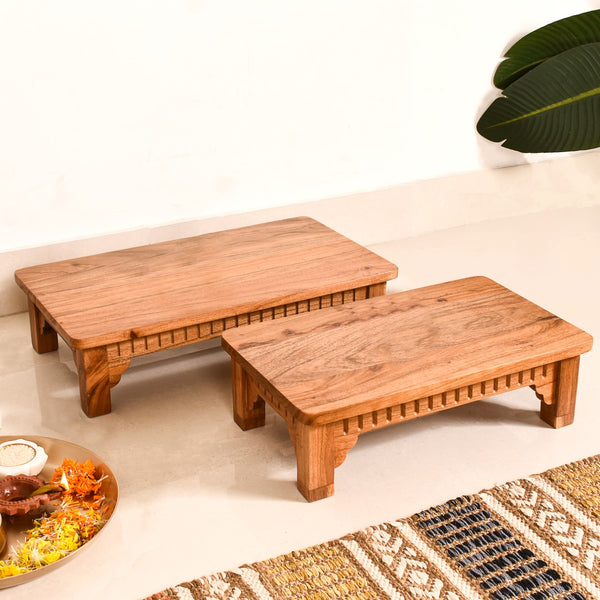 Pure Acacia Wooden Riser Set Of 2