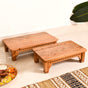 Pure Acacia Wood Pooja Chowki Set Of 2