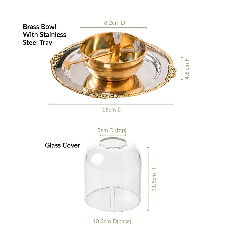 Pure Brass Akhand Jyoti Diya With Borosilicate Glass Cover