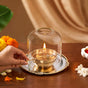 Pure Brass Akhand Jyoti Diya With Borosilicate Glass Cover