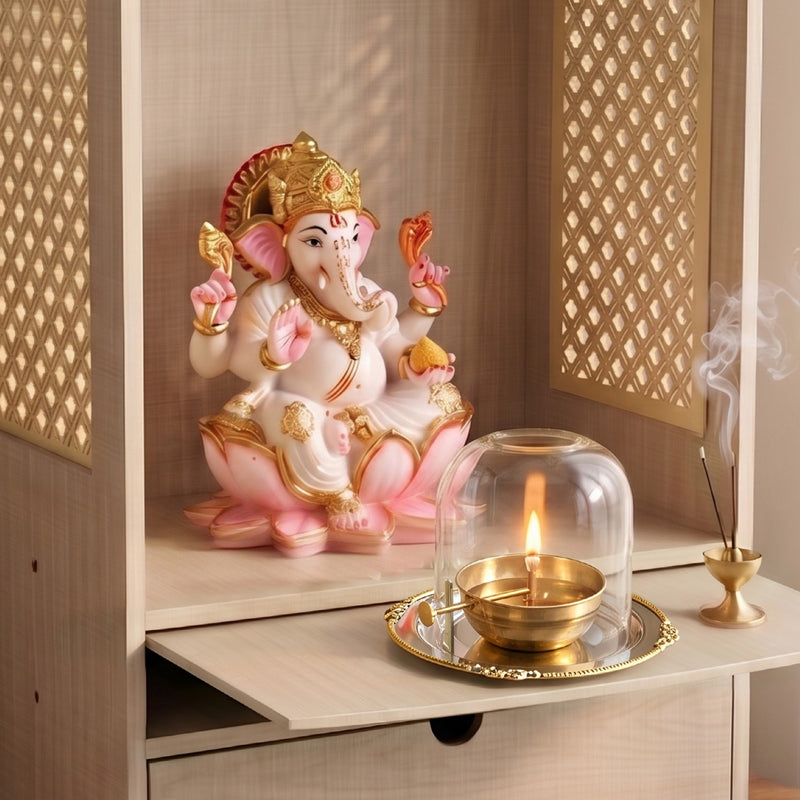 Pure Brass Akhand Jyoti Diya With Borosilicate Glass Cover