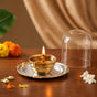 Pure Brass Akhand Jyoti Diya With Borosilicate Glass Cover