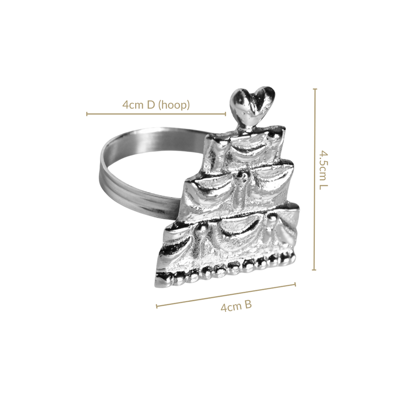 Pure Brass Cake Napkin Ring With Silver Polish Set Of 6