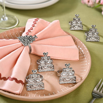 Pure Brass Cake Napkin Ring With Silver Polish Set Of 6