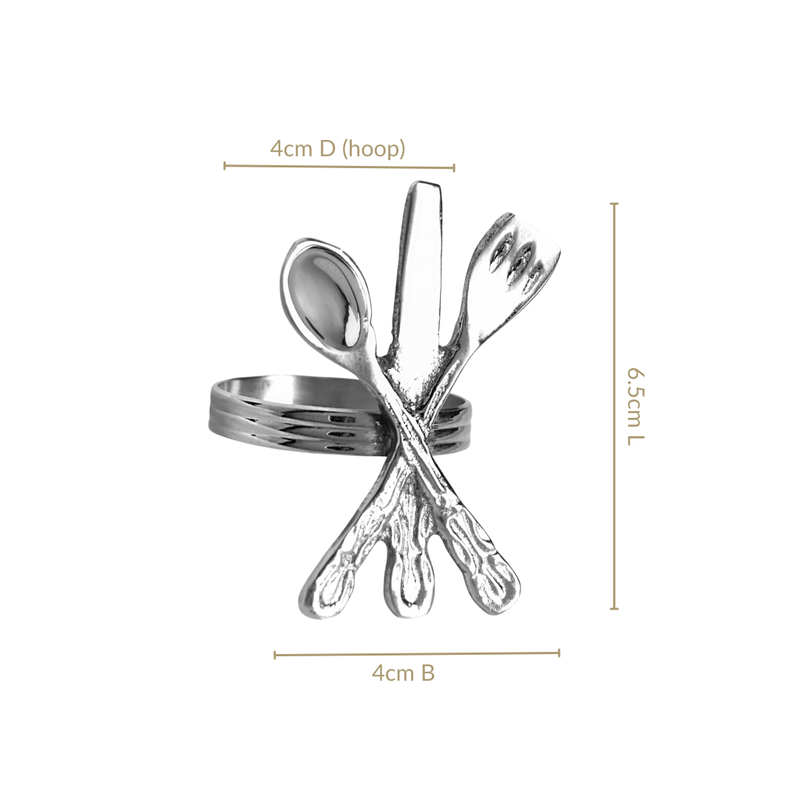 Pure Brass Cutlery Napkin Ring With Silver Polish Set Of 6