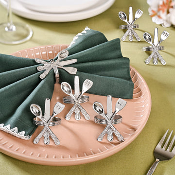 Pure Brass Cutlery Napkin Ring With Silver Polish Set Of 6