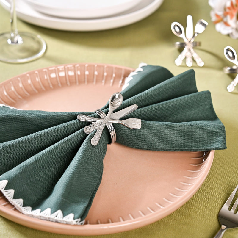 Pure Brass Cutlery Napkin Ring With Silver Polish Set Of 6
