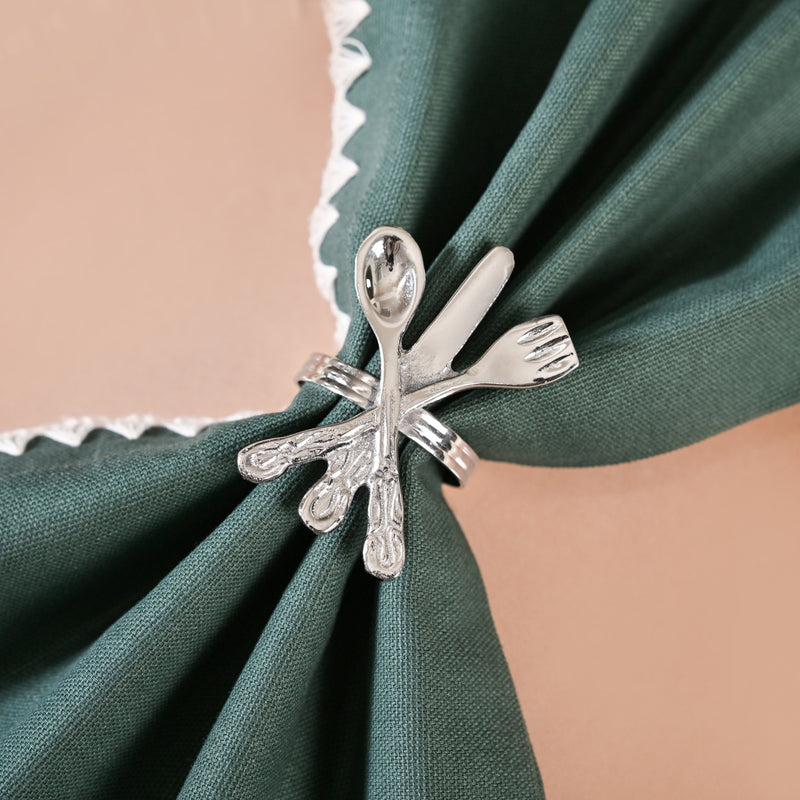 Pure Brass Cutlery Napkin Ring With Silver Polish Set Of 6