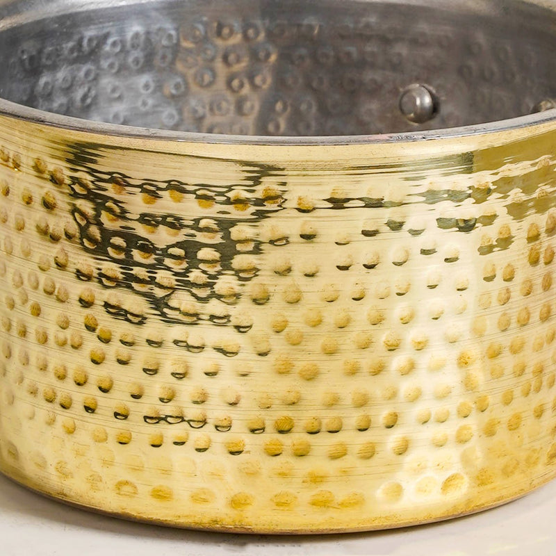 Pure Brass Hammered Saucepan With Inner Tin Coating 1200ml