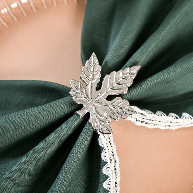 Pure Brass Maple Leaf Napkin Ring Set Of 6