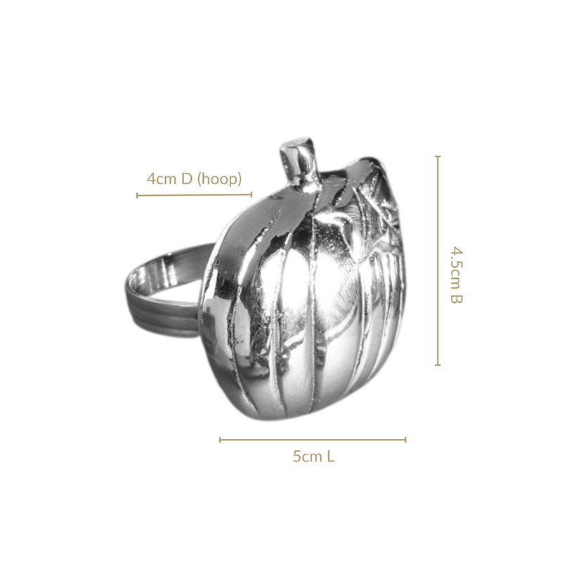 Pure Brass Pumpkin Napkin Ring With Silver Polish Set Of 6