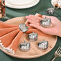 Pure Brass Pumpkin Napkin Ring With Silver Polish Set Of 6