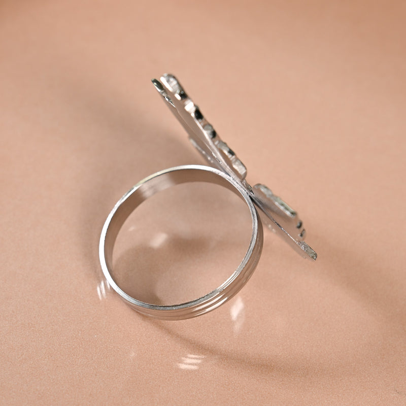 Pure Brass Star Napkin Ring With Silver Polish Set Of 6