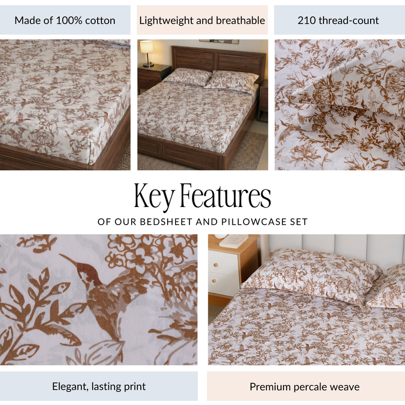 Pure Cotton Sandrift King Size Bedsheet Set 275x275cm