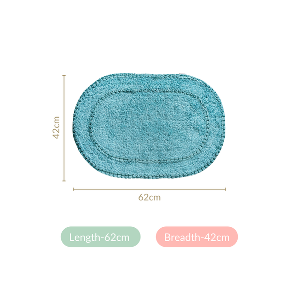 Set Of 2 Tufted Pure Cotton Door Mat Blue 24x16 Inch