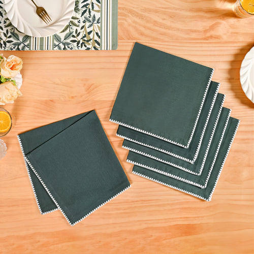 Pure Cotton Sacramento Green Table Napkin Set Of 6