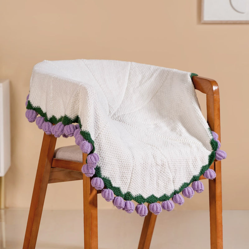 Purple Pastel Crochet Bouquet Throw 80cm