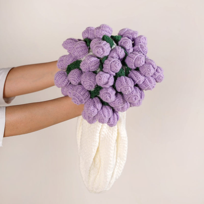 Purple Pastel Crochet Bouquet Throw 80cm