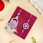 Purple Pearl Beaded Rakhi With Floral Lumba For Couples