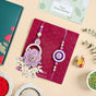 Purple Pearl Beaded Rakhi With Floral Lumba For Couples