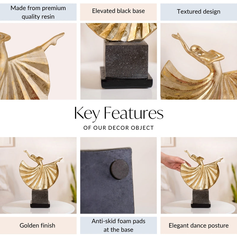 Ballet Dancer Home Decor Statue Gold