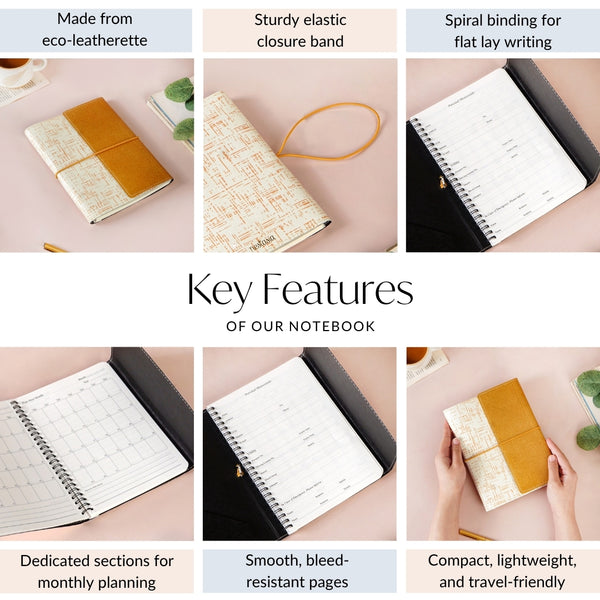 Sustainable Quadrata Pattern Vintage Style Notebook